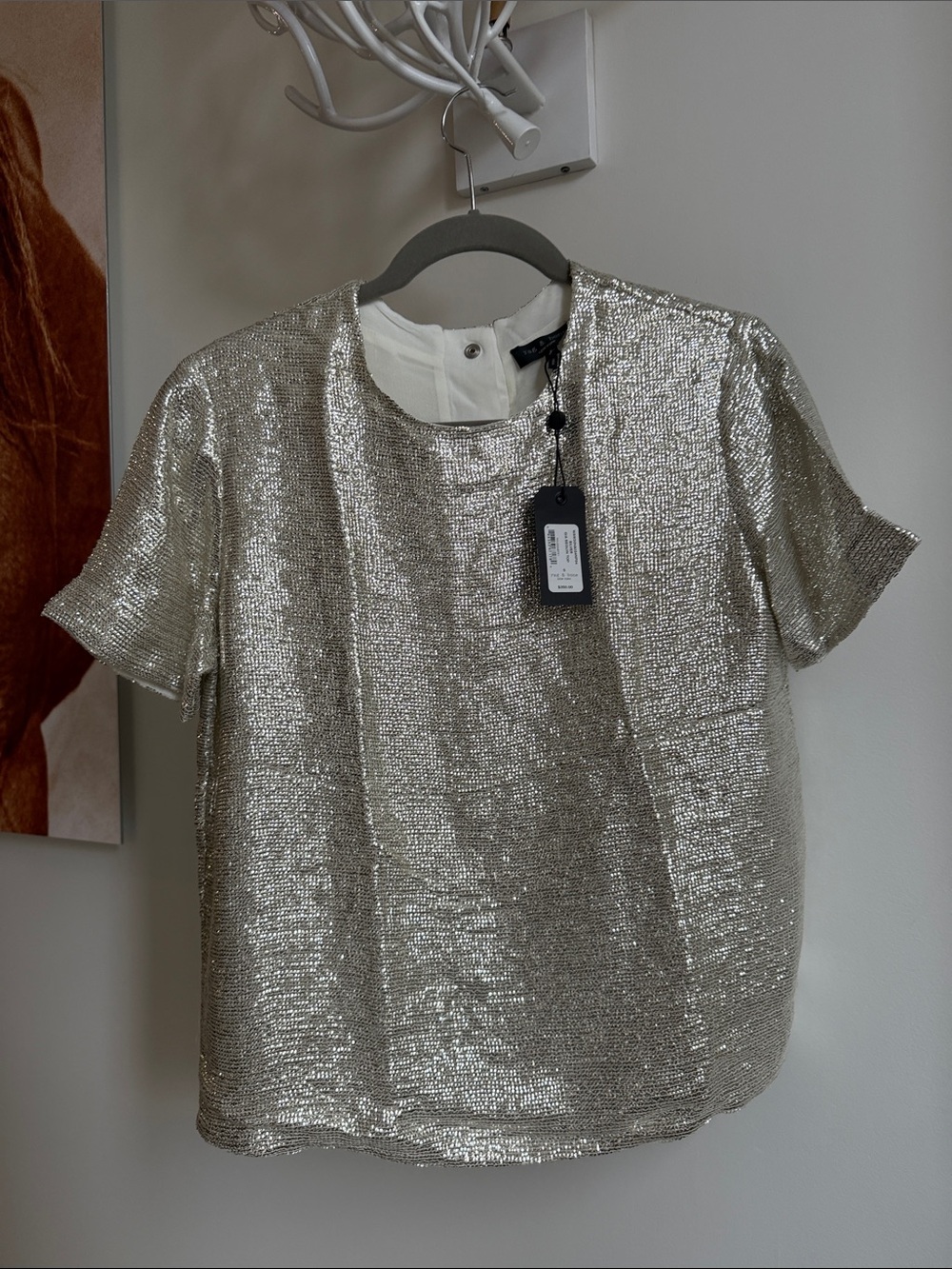 Rag & bone Metallic Sequin Short Sleeve Top